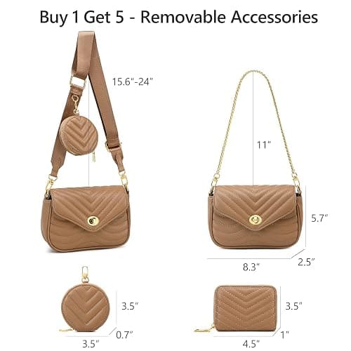 JEEHAN Quilted Crossbody Bags for women Designer Shoulder Handbags Small Purse thumbnail 3
