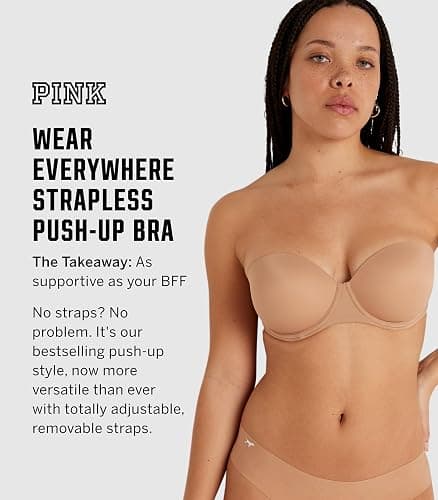 Victoria's Secret Women's Pink Wear Everywhere Push Up Strapless Bra, Bras for Women thumbnail 4