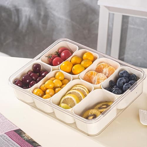 Cosnou Divided Serving Tray with Handle, 8 Compartments Snack Box for Candy, Nuts, Cookies, Fruit, Snacks Platters, Party Favor, Wedding, Home Decor(Pack of 2) thumbnail 5