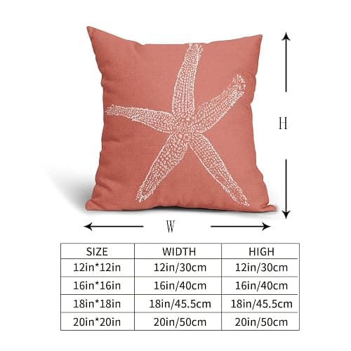 Coastal Coral Throw Pillow Covers 18x18 Inch Set of 2 Starfish Beach Nautical Pillow Covers Summer Farmhouse Pillowscase Linen Square Cushion Covers for Sofa Couch Bedroom Living Room Home Decoration thumbnail 3