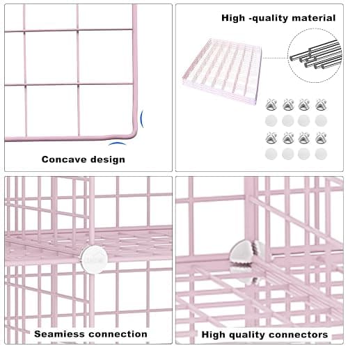 C&AHOME Wire Cube Storage, 9 - Cube Organizer Metal C Grids, Modular Shelves Units, Closet Organizer, Ideal for Home, Office, Living Room, 36.6”L x 12.4”W x 48.4”H, Pink UWCS3009P thumbnail 8