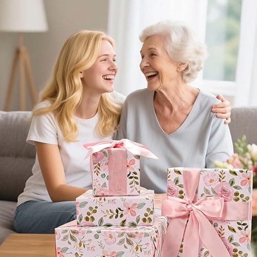 BIOBROWN Reversible Floral Wrapping Paper Roll - 17 Inches X 33 Feet (47 sq. ft. ttl.) Pink Watercolor Roses Design Flower Gift Wrap for Mother's Day, Wedding, Bridal Shower, Valentine's Day thumbnail 3