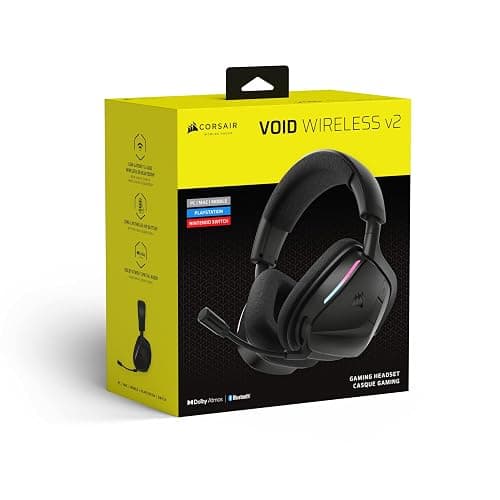 Corsair Void v2 Wireless Gaming Headset with Bluetooth for PC, PS5, PS4, Switch, Mobile – Dolby Atmos, 70 Hr Battery, Dual Wireless, Lightweight, Fast Charging – Carbon thumbnail 9