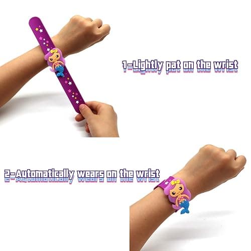 LOCHSOEL Silicone Mermaid Slap Bracelets - Cute Mermaid Theme Birthday Party Favors, Party Favors Gifts Carnival Prizes Set (6 Pack) thumbnail 4