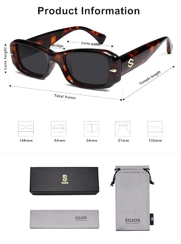 SOJOS Retro Rectangle Polarized Sunglasses Women Men 90s Sunnies UV Protection Womens Mens Sun Glasses SJ2366 thumbnail 5