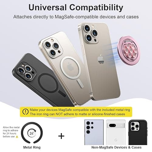 Magnetic Suction Cup Phone Mount Ring Holder for Mag Safe, Strong Grip Phone Stand for Mirror Selfies & TikTok Videos, 360° Rotatable Fidget Gadget for iPhone 16/15/14/13/16 Series thumbnail 7