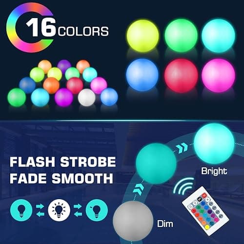 Icnice Pool Toys, LED Beach Ball, Glow in Dark Party Supplies, 4 Pack Inflatable Light up Ballon 12'' Floating Pool Light with Remote 16 Color 4 Mode thumbnail 4