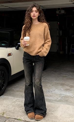 Women Bell Bottom Jeans Stretchy Flare Mid Rise Embroidery Vintage Denim Pants 90s Outfits Y2k Clothes thumbnail 3