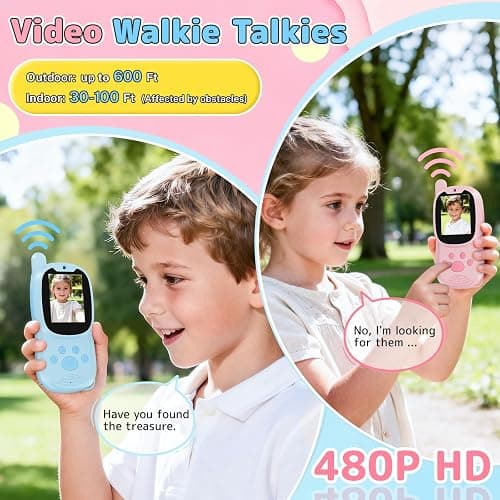 YTETCN Kids Video Walkie Talkies with Camera, 2 Pack Rechargeable Walkie-Talkie Toys for Boys & Girls Aged 3-12, Christmas Birthday Gifts for 3 4 5 6 7 8 Year Old (Blue & Pink) thumbnail 3
