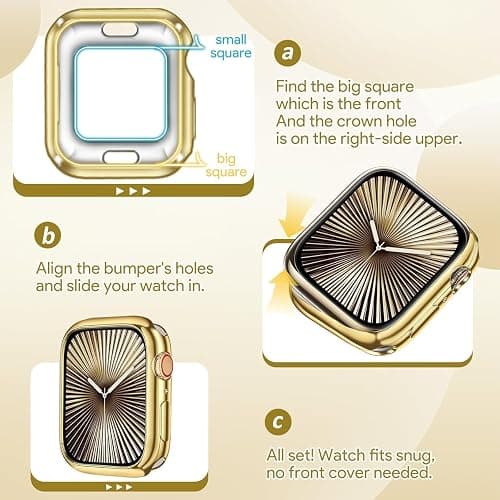 JR.DM 40mm Soft Flexible TPU Case Compatible for Apple Watch Series 6/5/4/SE Touchable Screen Lightweight Anti-Scratch All-Around Protector Thin Guard Shockproof Cover Shiny Bumper for iWatch, Gold thumbnail 2