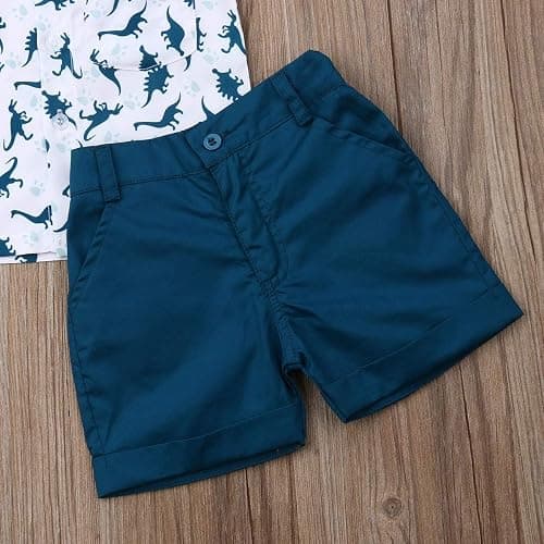 fhutpw Baby Toddler Boy Outfits 2T 3T 4T 5T Clothes Summer Kids Pattern Short Sleeve Button Down Shirt & Shorts Set thumbnail 5
