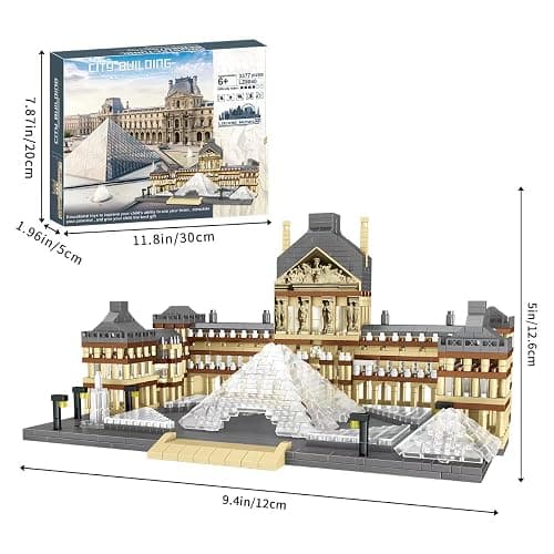 CSNRHG Paris Louvre Museum Model Building Blocks Set Micro Bricks World Famous Architecture Educational Toys for Kids Adults 3377 Piece Birthday thumbnail 3