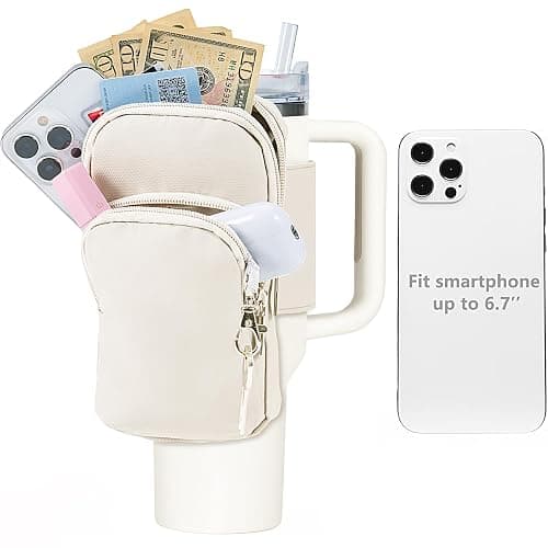 SUITMAT Water Bottle Pouch for Stanley Quencher Series Tumbler, Large Pouch Bag for Stanley Cup Accessories, Cup Backpack with Multiple Pockets for Phone, Cards, Keys (Bag Only) - Image 1
