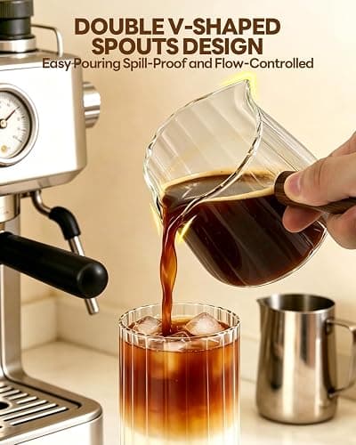 6 OZ Espresso Cups, Espresso Accessories, Espresso Shot Cups, 2 PCS | Double Spout Glass Measuring Cup, Coffee Bar Accessories, Double Espresso Cups for Coffee, Milk, Tea, Coffee Gifts for Women thumbnail 5