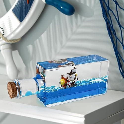 Unsinkable Thousand Sunny Anime Pirate Ship in A Bottle - Floating Boat Liquid Motion Ocean Desk Decor, Unique Birthday Gifts for Men Women Anime Lovers, Desk Ornament for Home Office Decorations thumbnail 8