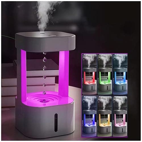 Anti Gravity Water Droplets Air Humidifier, 7 Colorful Anti Gravity Cool Mist Diffuser Humidifier Essential Oil Diffuser Levitating Water Drops Auto-Off Air Aroma Night Light for Bedroom Office Home thumbnail 3