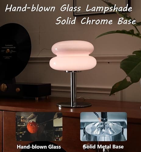 Glivpny Mushroom Lamp for Bedroom,Mid Century Modern Lamp for Nightstand, Dimmable Retro Egg Tart Bedside Small Lamps,Unique Home Mushroom Decor Aesthetic Cute Table Lamps for Living Room (Pink) thumbnail 5