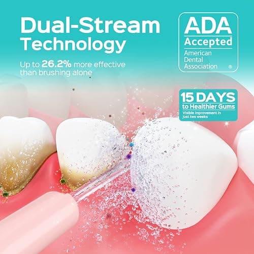 COSLUS ADA Accepted C50 Water Dental Flosser, 4 Modes 5 Power Levels, Pink | Professional Water Teeth Pick for Braces, Orthodontics & Sensitive Gums, Compact Cordless for Family Home Travel thumbnail 3