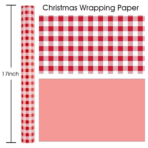 Burymento Red Checkerboard Wrapping Paper, Gift Wrap for Birthday, Valentines, Mothers day, Graduation, Wedding, Fathers day, Baby Shower, Christmas (17in x 32.8ft) thumbnail 4