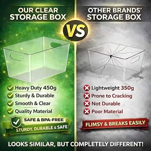 Joymeezo 8 Pack Large Clear Plastic Storage Bins, Refrigerator Cabinet Organizers with Handles for Pantry Organization and storage, Perfect for Home Organization, Kitchen, Laundry, Office& Garage thumbnail 4