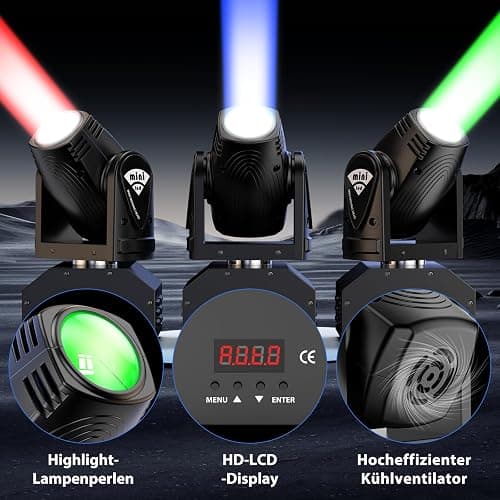 Moving Head Lights LED Stage Lights Spot 4 Color RGBW Gobos with Magical Circle 60W DMX for DJ Disco Party Light by U`King (Black-4) thumbnail 8