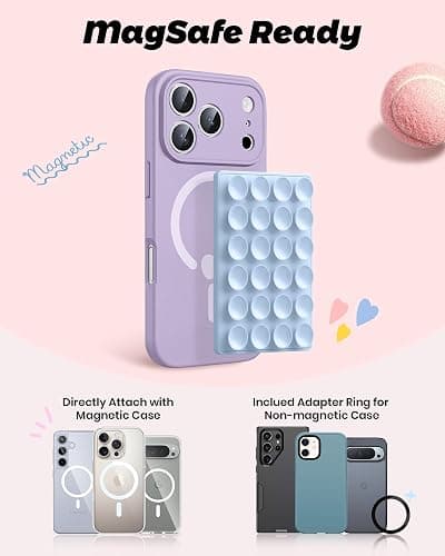 amBand Magnetic Suction Phone Grippy for MagSafe Case, Silicone Cup Sticky Mount for iPhone 12 13 14 15 16 17 Pro Max/Pro/Air/Plus, Hands-Free Selfie/Video for TikTok Creator/Influencer, Light Blue thumbnail 2