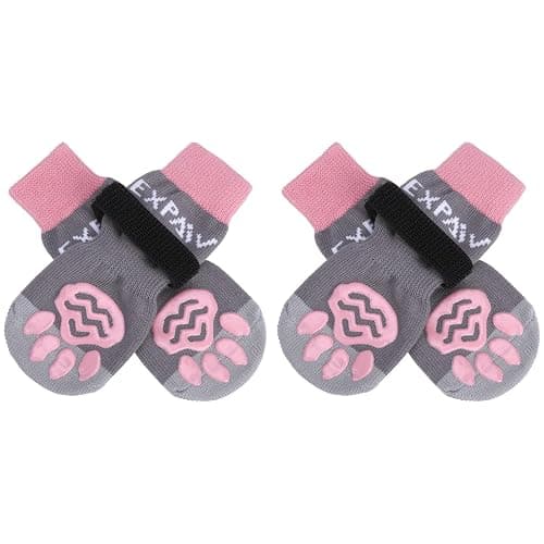 EXPAWLORER 4Pcs Anti-Slip Dog Socks - Double Side Non-Slip Paw Protector for Hardwood Floors,Prevent Licking,Dog Booties,Dog Shoes for Hot/Cold Pavement - Image 1