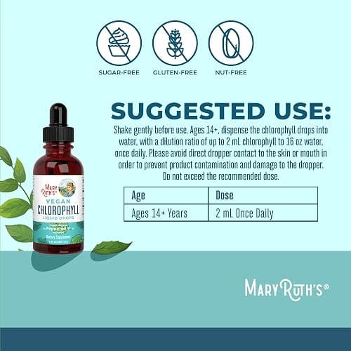 MaryRuth Organics Chlorophyll Liquid Drops | Clean Label Project Certified® | Vegan | Non-Diluted Liquid Chlorophyll| Mulberry Derived Supplement for 14+ | Non-GMO | Delicious Minty Flavor | 2 Fl Oz thumbnail 3