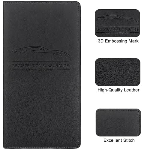 LumiMokki Premium Car Registration & Insurance Card Holder with Magnetic Shut, Vehicle Glove Box Car Organizer - For Documents, Cards, License (Black) thumbnail 5