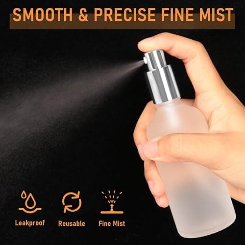 AuroTrends 3.4oz Frosted Glass Spray Bottles 2Pack, Empty Perfume Spray Bottles for Face Body Travel, Refillable Fine Mist Atomizer with Silver Caps, Plastic Dropper and Stickers Included thumbnail 5