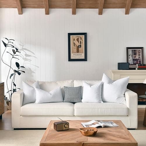 basic home 12x20 Decorative Throw Pillow Inserts-Down Feather Pillow Inserts-Oblong-Cotton Fabric-Set of 2-White. thumbnail 6