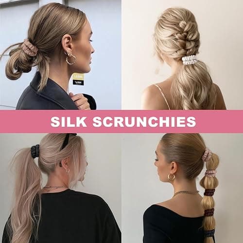 6Pcs Silk Hair Ties Small 22 Momme 100% Pure Mulberry Silk Scrunchies for Women Girls Thin Skinny Hair Sleep Scrunchies No Damage(Color 03) thumbnail 7