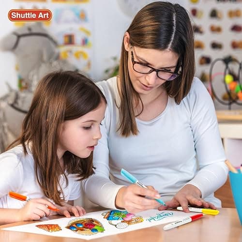 Shuttle Art 30 Colors Permanent Markers, Fine Point, Assorted Colors, Works on Plastic,Wood,Stone,Metal and Glass for Kids Adult Coloring Doodling Marking thumbnail 6