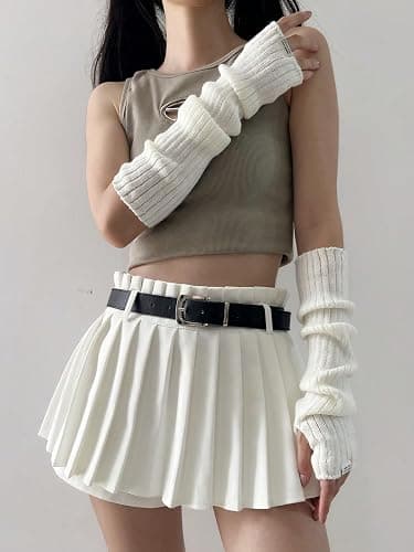 Verdusa Women's Y2k Arm Warmers Heart Knit Arm Sleeves Fingerless Gloves thumbnail 3