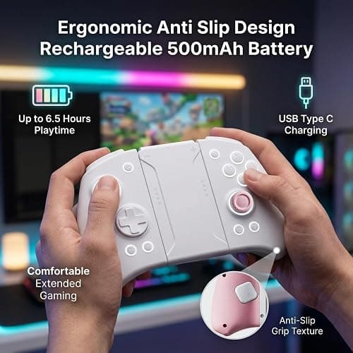 PLAYVEX Wireless Controller Compatible with Switch 2 Switch OLED and Switch Lite Includes Magnetic Charging Adapters Hall Effect Joysticks RGB Turbo Motion Control Grip Stand thumbnail 8