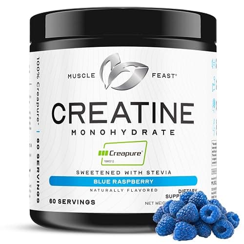 Muscle Feast Creapure Creatine Monohydrate Powder, Vegan Keto Friendly Gluten-Free, Muscle Recovery Supplement and Trusted Creatine for Muscle Growth, Flavored Creatine, Natural Blue Raspberry, 300g - Image 1