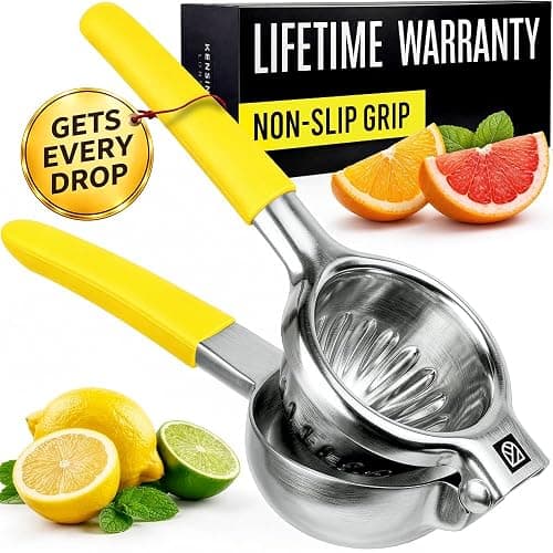 Stainless Steel Lemon Squeezer Press - No Seeds, Pro-Grade, Effortlessly Get Every Drop - Manual Non-Slip Grip Design - Lemon Lime Squeezer, Orange, and Citrus Fruit Hand Held Lemon Juicer Squeezer - Image 1