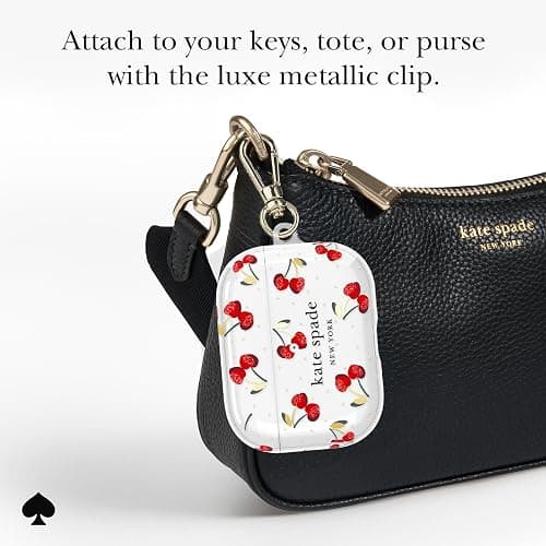 Kate Spade New York AirPods Pro 3 Protective Case with Keychain Ring Clip - Cherry Dot, Compatible with AirPods 3rd Generation thumbnail 4