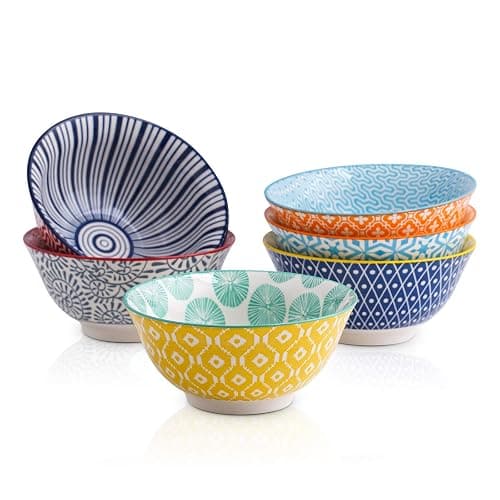 Selamica Porcelain Ice Cream Bowls Set of 6, Small Bowls, Ceramic bowls for Dessert, Ice Cream, Variety of Colors - Assorted Colors - 5 inches - Image 1