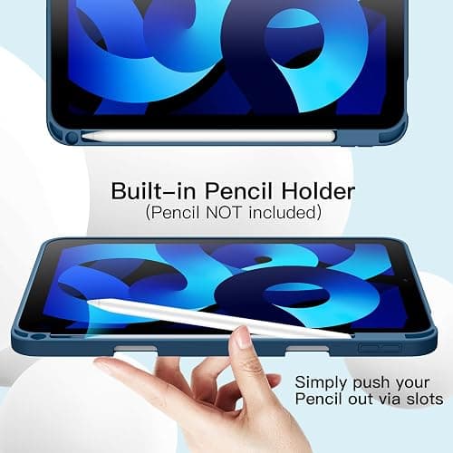 JETech Hülle für iPad Air 11 Zoll M3/M2 (2025/2024), iPad Air 5/4 (10,9-Zoll, Modell 2022/2020, 5./4. Generation) mit Stifthalter, Dünne Tablet Schutzhülle mit Weicher TPU Rückseite (Blau) thumbnail 5