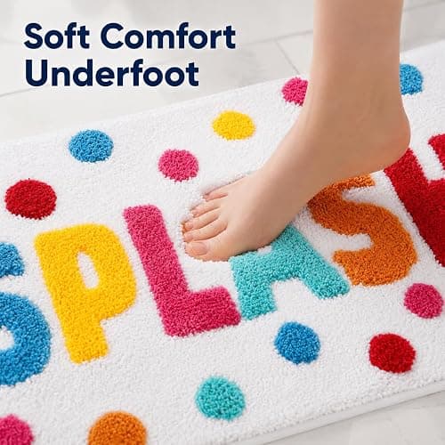 HAIWAOO Splash Bathroom Rug 17x24, Soft Colorful Letter Bath Mat, Absorbent Microfiber Bath Rug with Non Slip Backing, Machine Washable Rug for Kids and Family Bathroom, Tub, Shower, Sink thumbnail 2