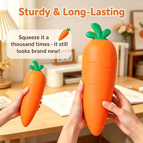 13in Giant Carrot Squishy, Jumbo Big Cute Realistic Carrot Stress Ball Slow Rising Stress Cute Fruit Squeeze for Anxiety Stress Party Favors thumbnail 3