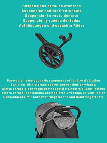 Nania Myla, Poussette combinée 2 en 1, compacte et légère, de 0 à 4 ans,(22kg max), avec Siège auto Rimini Nania, 40-87 cm, (0-13kg), Protection Latérale, avec Insert de confort thumbnail 8
