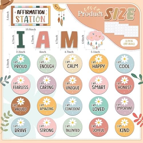 Frienda Boho Affirmation Station Bulletin Board Set Motivational Posters Classroom Mirror Growth Mindset Decor Positive Affirmations Accents Cutouts for School Office Home Teacher Wall Supply thumbnail 3