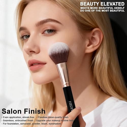 HEDIVIA Black Makeup Brushes Set 14 Pcs Professional, Premium Synthetic Foundation Makeup Brush Concealer Powder Blush Eyeshadow Brushes with 2 Powder Puff & Dual-ended Mask Applicator.Gifts for Girls thumbnail 5