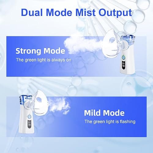 Portable Nebulizer Spacer with Intuitive LED Interface for Adults Kids, 2 Modes with Auto-Cleaning, Handheld Nebulizer with Mouthpiece and Masks thumbnail 7