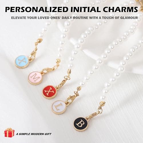 LUHOHI Letter Charm for Stanley Cup，Pearl Chain Accessories Stanley Cup Initial Charms for Handle Stuff Decor Water Bottle Jewelry Tumbler Cute Simple Modern Personalized Name ID Decorations (M) thumbnail 6