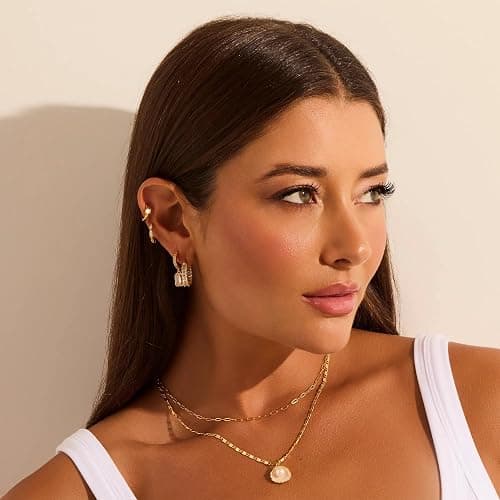 Sargetou Charm Necklaces for Women,14k Gold Plated Waterproof Dainty Choker Necklace Summer Seashell Pearl Beach Cute Necklaces Set Fashion Jewelry Gift thumbnail 4