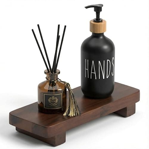 Acacia Wood Pedestal Soap Stand 9.8x4 Inches, 100% Solid Wood Riser, Candle Plant Holder, Soap Dish Holder Decor, Display Tray for Kitchen Bathroom Counter Sink Farmhouse Decor (Dark Brown) - Image 1