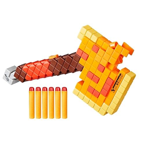 Nerf Minecraft Firebrand, Dart Blasting Axe, 6 Nerf Elite Foam Darts, Design Inspired by Minecraft Axe in The Game, Pull Down Priming, Minecraft Toys thumbnail 12